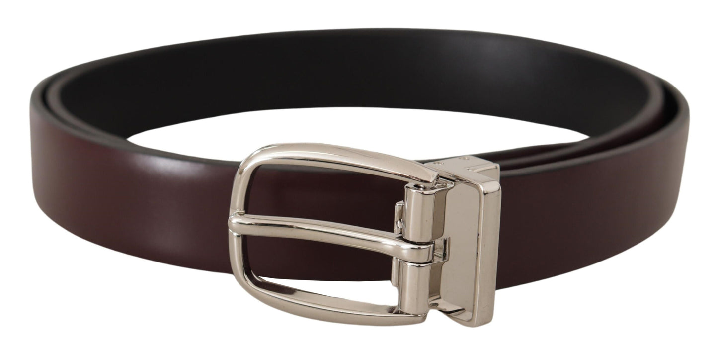  - Elegant Leather Belt with Silver Metal Buckle