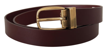  - Elegant Brown Leather Belt with Gold Buckle