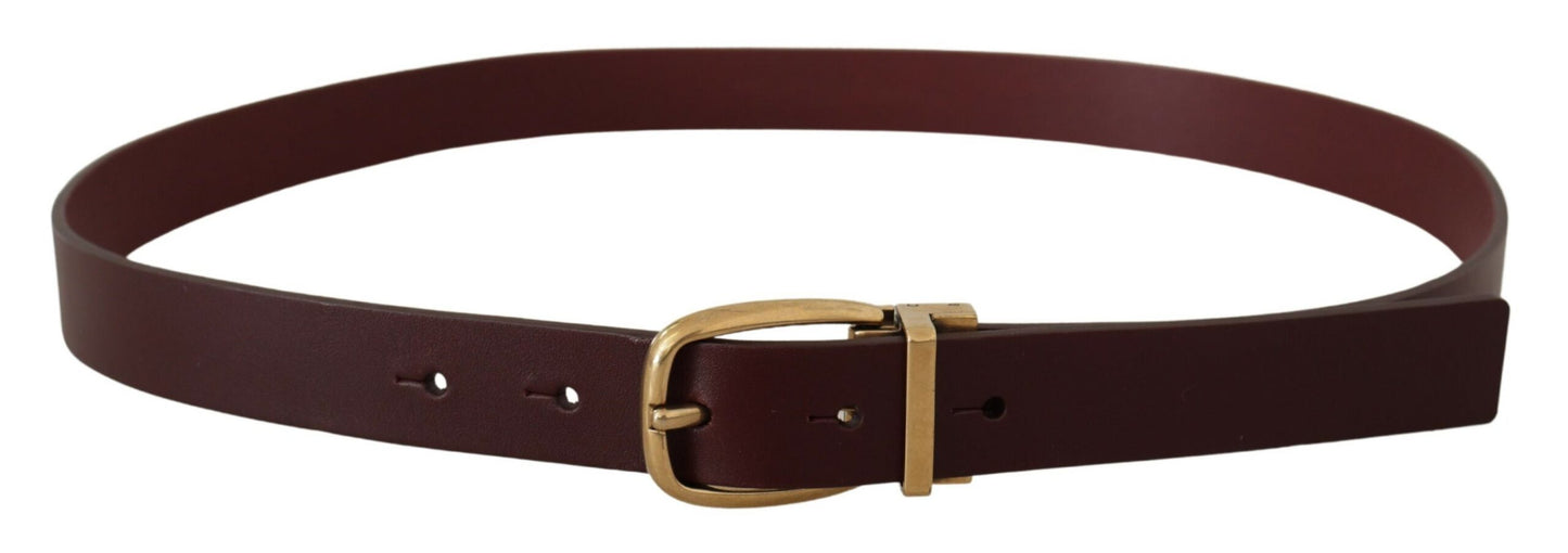  - Elegant Brown Leather Belt with Gold Buckle