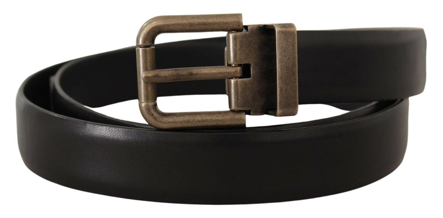  - Elegant Black Calf Leather Belt