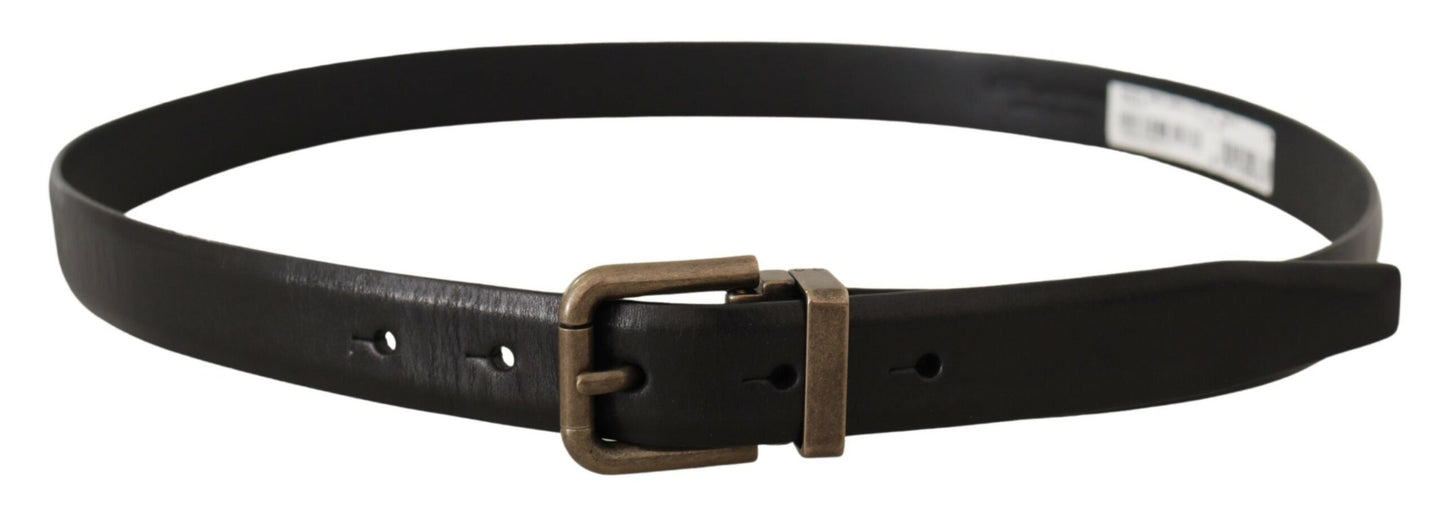  - Elegant Black Calf Leather Belt