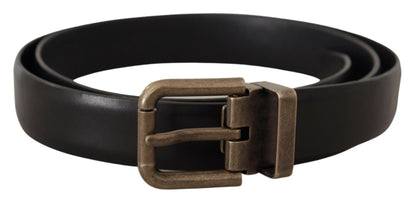  - Elegant Black Calf Leather Belt