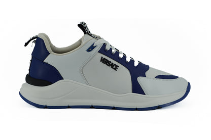  - Elegant Blue and White Leather Sneakers