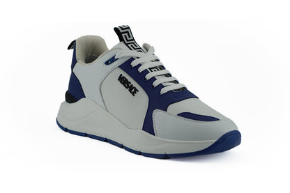  - Elegant Blue and White Leather Sneakers