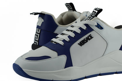  - Elegant Blue and White Leather Sneakers