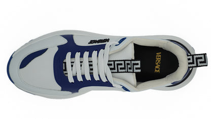  - Elegant Blue and White Leather Sneakers