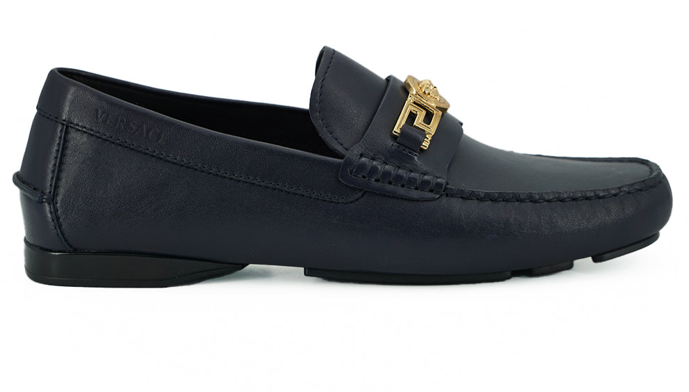  - Elegant Navy Blue Calf Leather Loafers