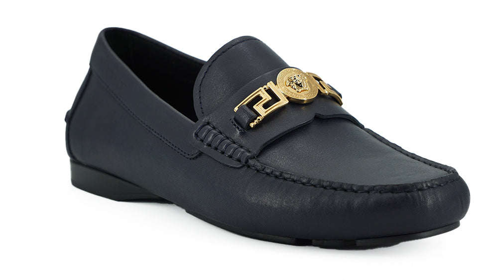  - Elegant Navy Blue Calf Leather Loafers