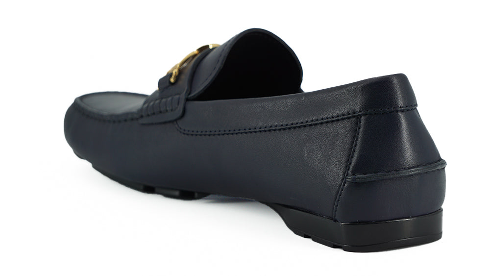  - Elegant Navy Blue Calf Leather Loafers