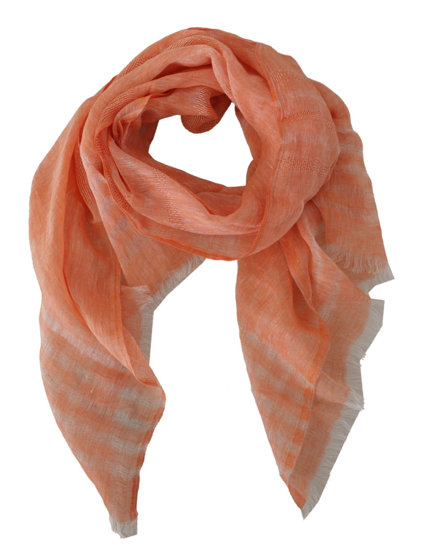  - Elegant Orange Linen Shawl Wrap Scarf