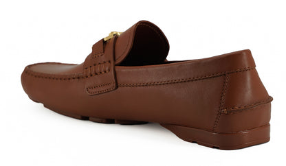  - Elegant Medusa-Embossed Leather Loafers