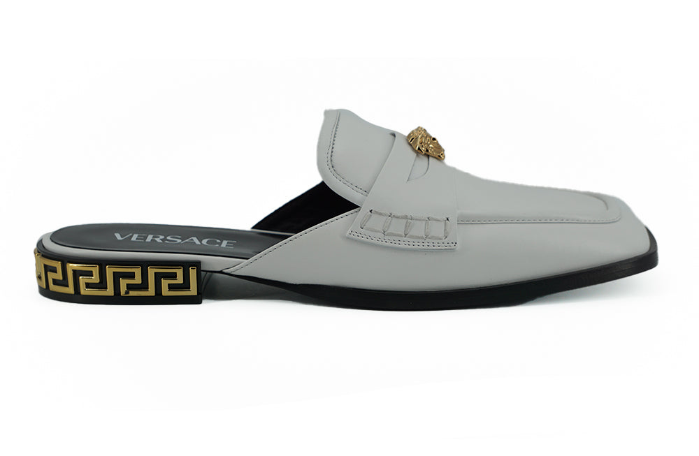  - Elegant White Leather Flat Slides