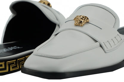  - Elegant White Leather Flat Slides