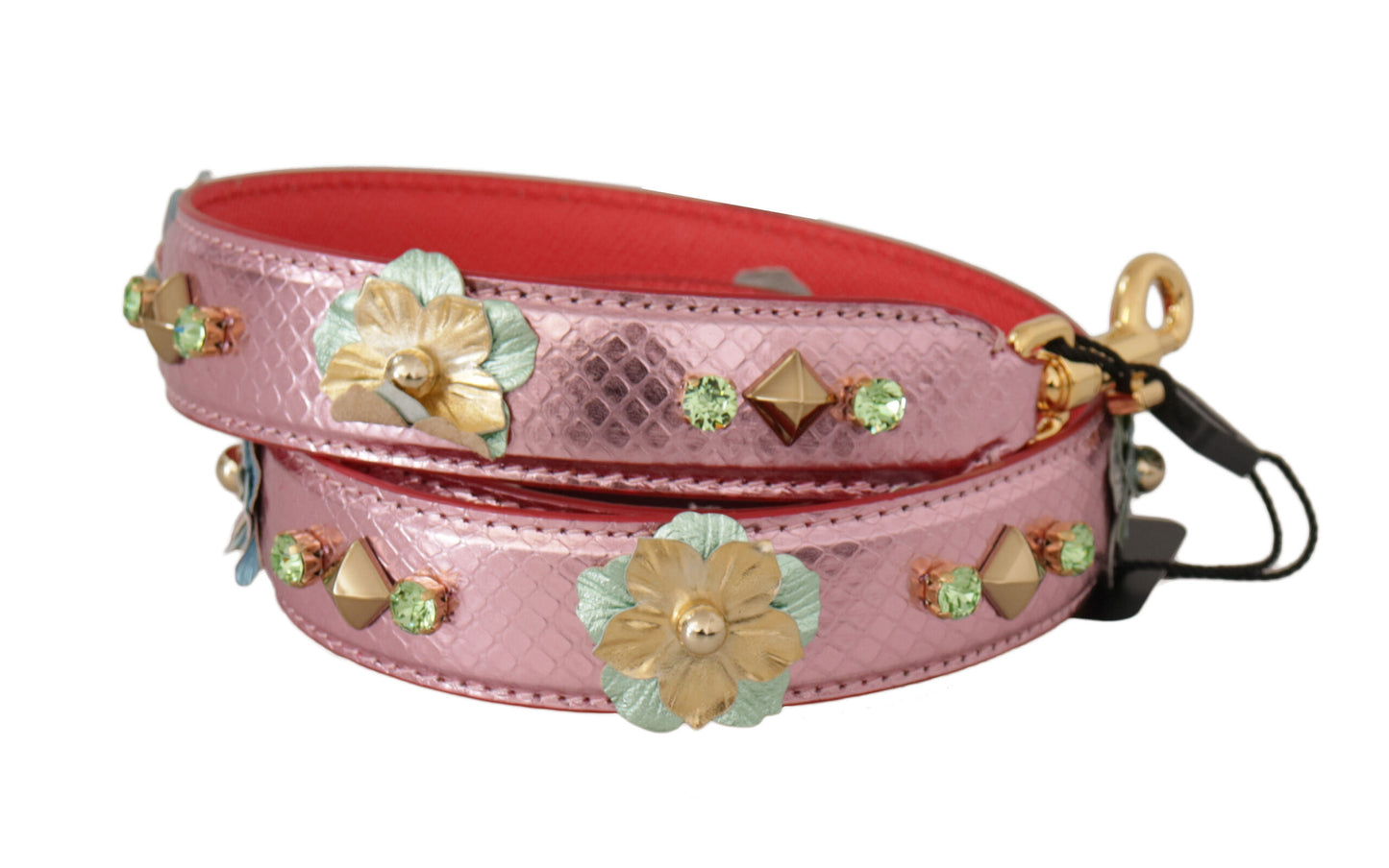  - Elegant Metallic Pink Leather Shoulder Strap