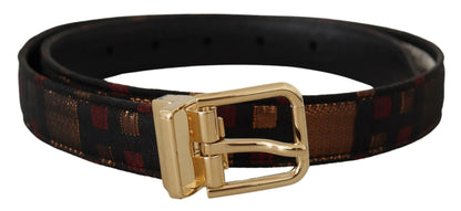  - Multicolor Leather Belt with Gold Buckle