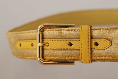  - Elegant Velvet Designer Gold-Buckled Belt