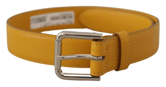  - Elegant Leather Belt in Sunshine Yellow