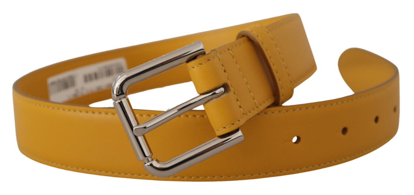  - Elegant Leather Belt in Sunshine Yellow