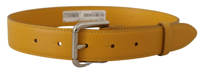  - Elegant Leather Belt in Sunshine Yellow