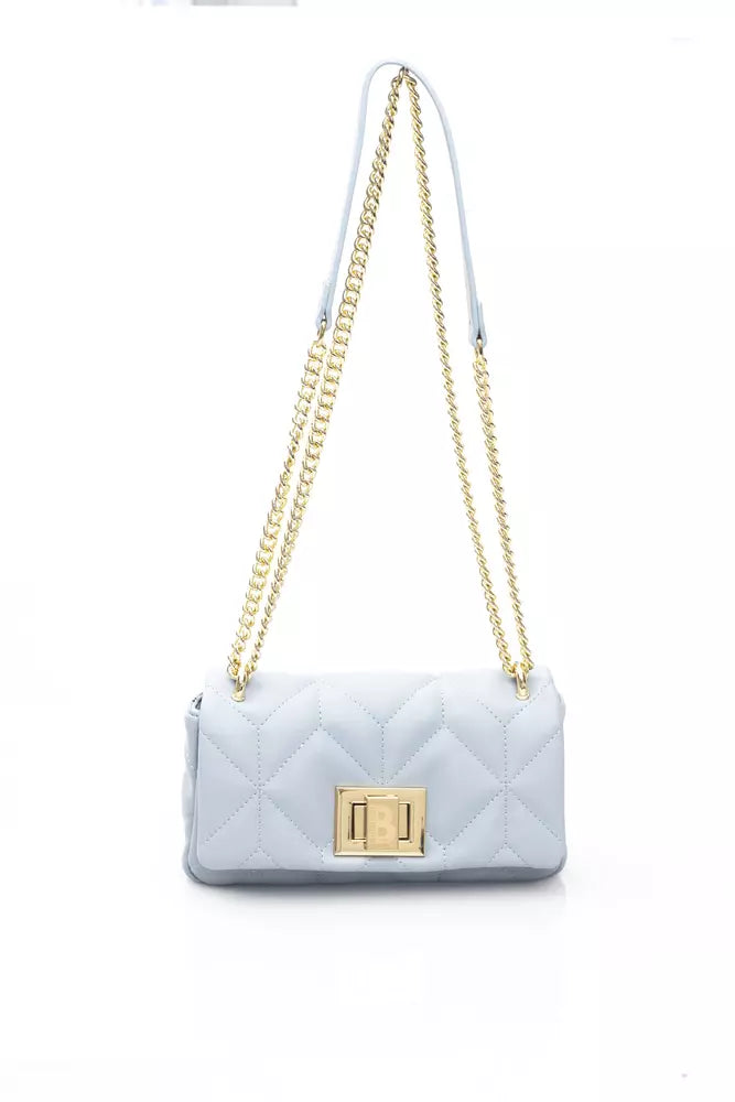  - Elegant Light Blue Shoulder Bag with Golden Accents