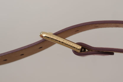  - Elegant Metallic Pink Leather Belt