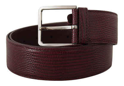  - Elegant Maroon Leather Belt with Engraved Buckle