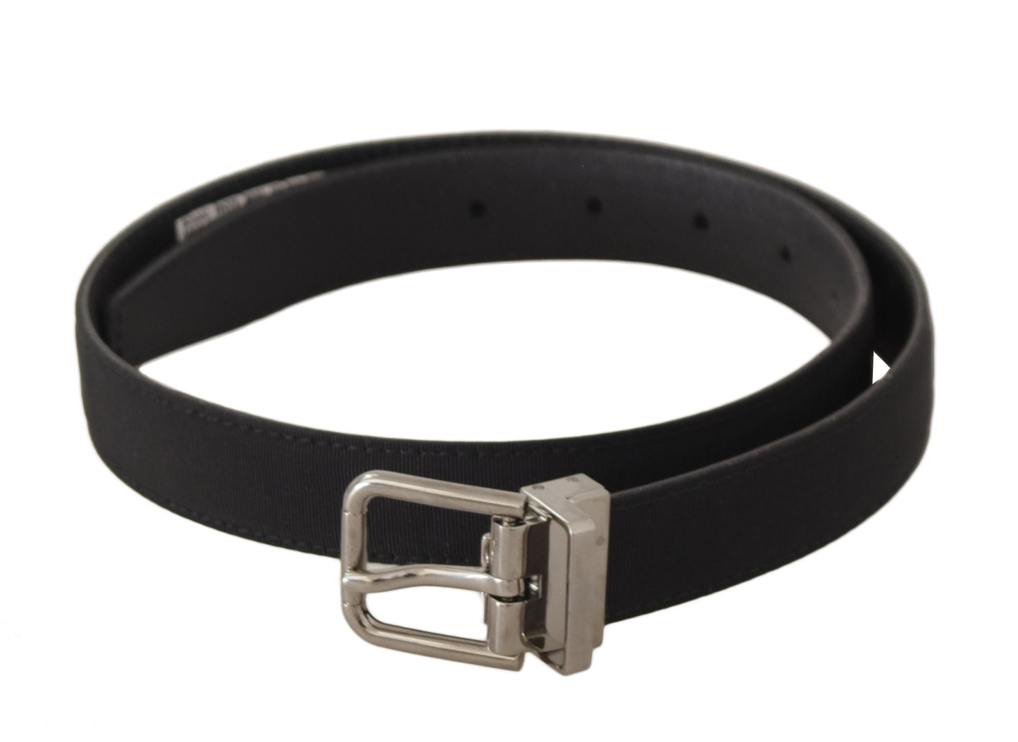  - Elegant Black Canvas & Leather Belt