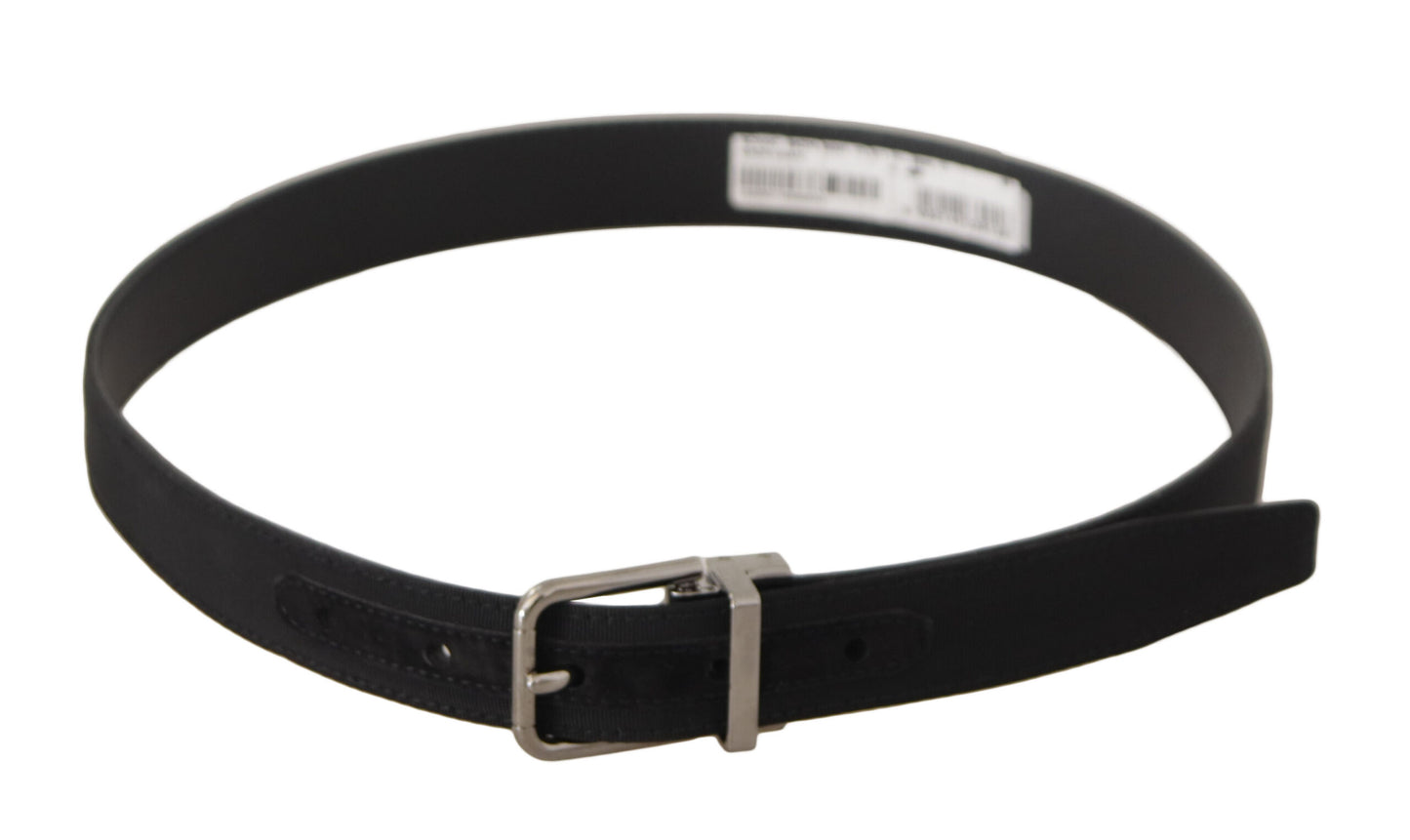  - Elegant Black Canvas & Leather Belt