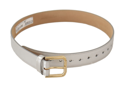  - Engraved Silver-Toned Leather Belt