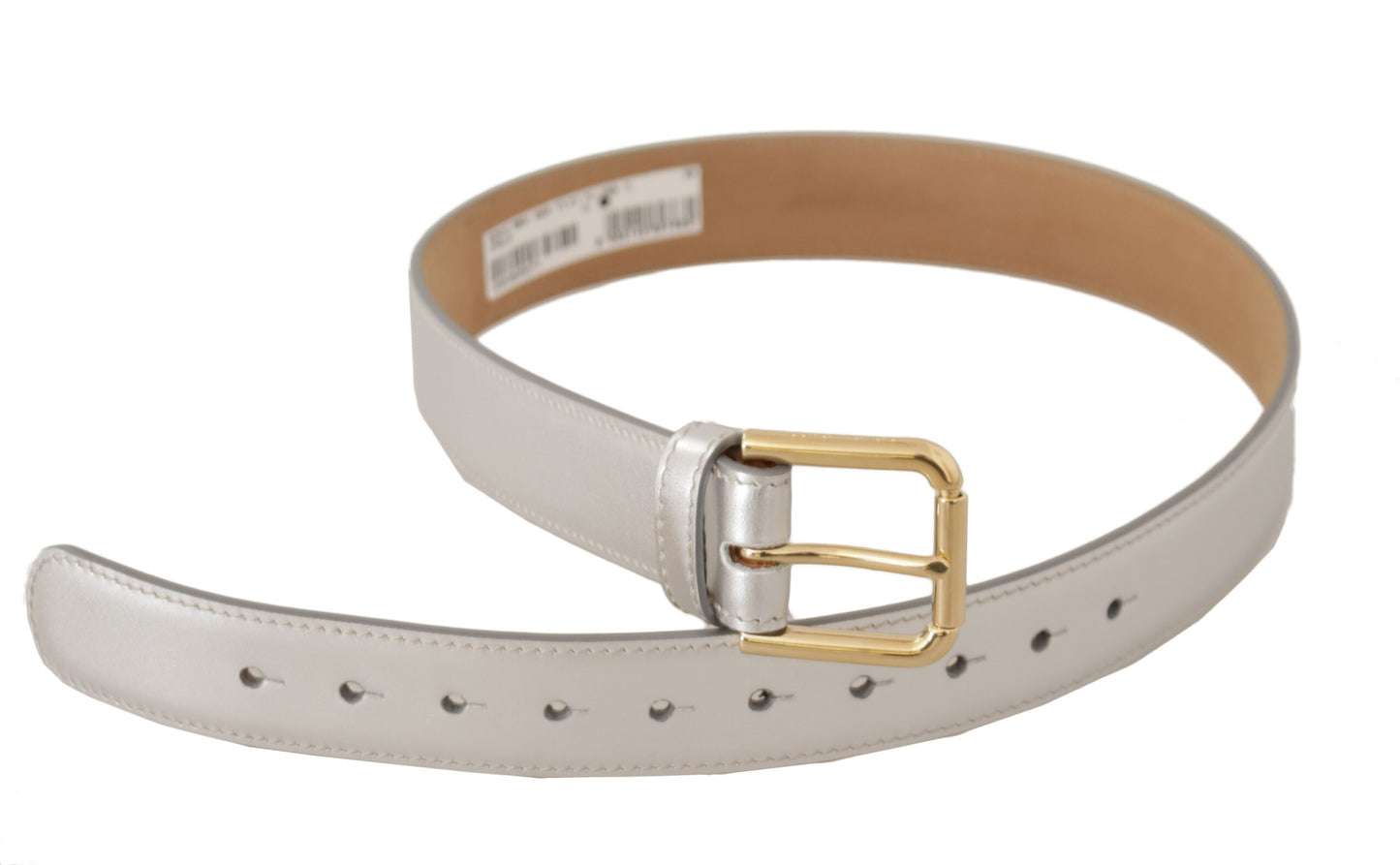  - Engraved Silver-Toned Leather Belt