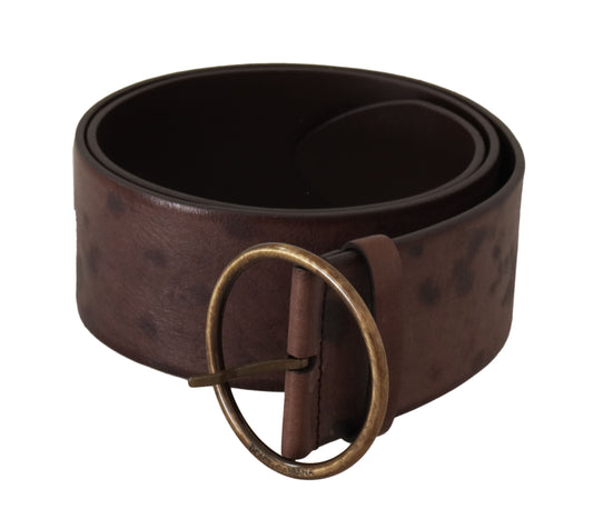  - Elegant Dark Brown Leather Belt with Logo Buckle