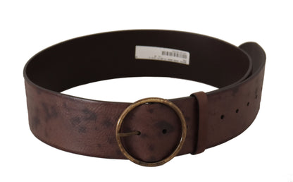  - Elegant Dark Brown Leather Belt with Logo Buckle