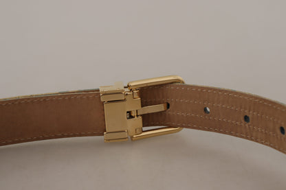  - Elegant Light Blue Leather Belt with Gold Buckle