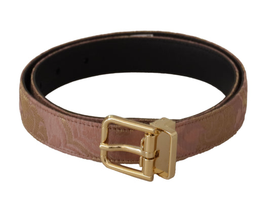  - Chic Rose Pink Leather Belt with Logo Buckle