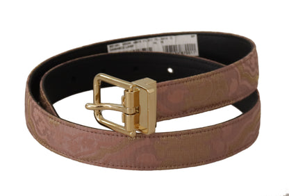  - Chic Rose Pink Leather Belt with Logo Buckle