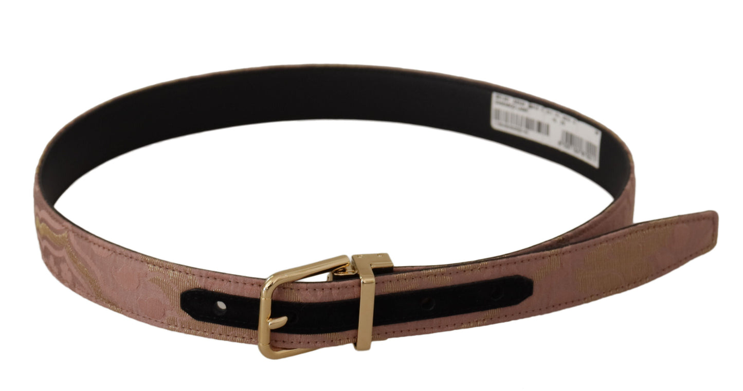  - Chic Rose Pink Leather Belt with Logo Buckle