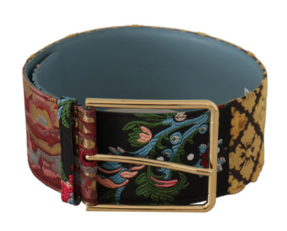  - Multicolor Canvas Leather Statement Belt