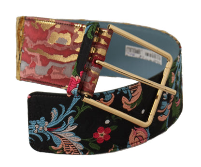  - Multicolor Canvas Leather Statement Belt