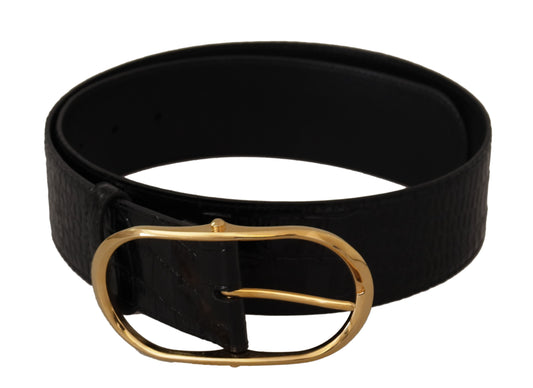  - Chic Black Leather Logo Belt