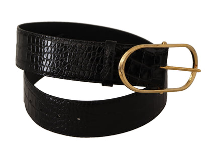  - Chic Black Leather Logo Belt