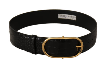  - Chic Black Leather Logo Belt