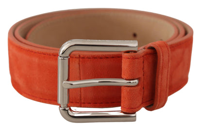  - Elegant Suede Leather Belt in Vibrant Orange