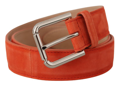  - Elegant Suede Leather Belt in Vibrant Orange