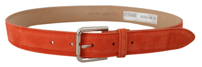  - Elegant Suede Leather Belt in Vibrant Orange