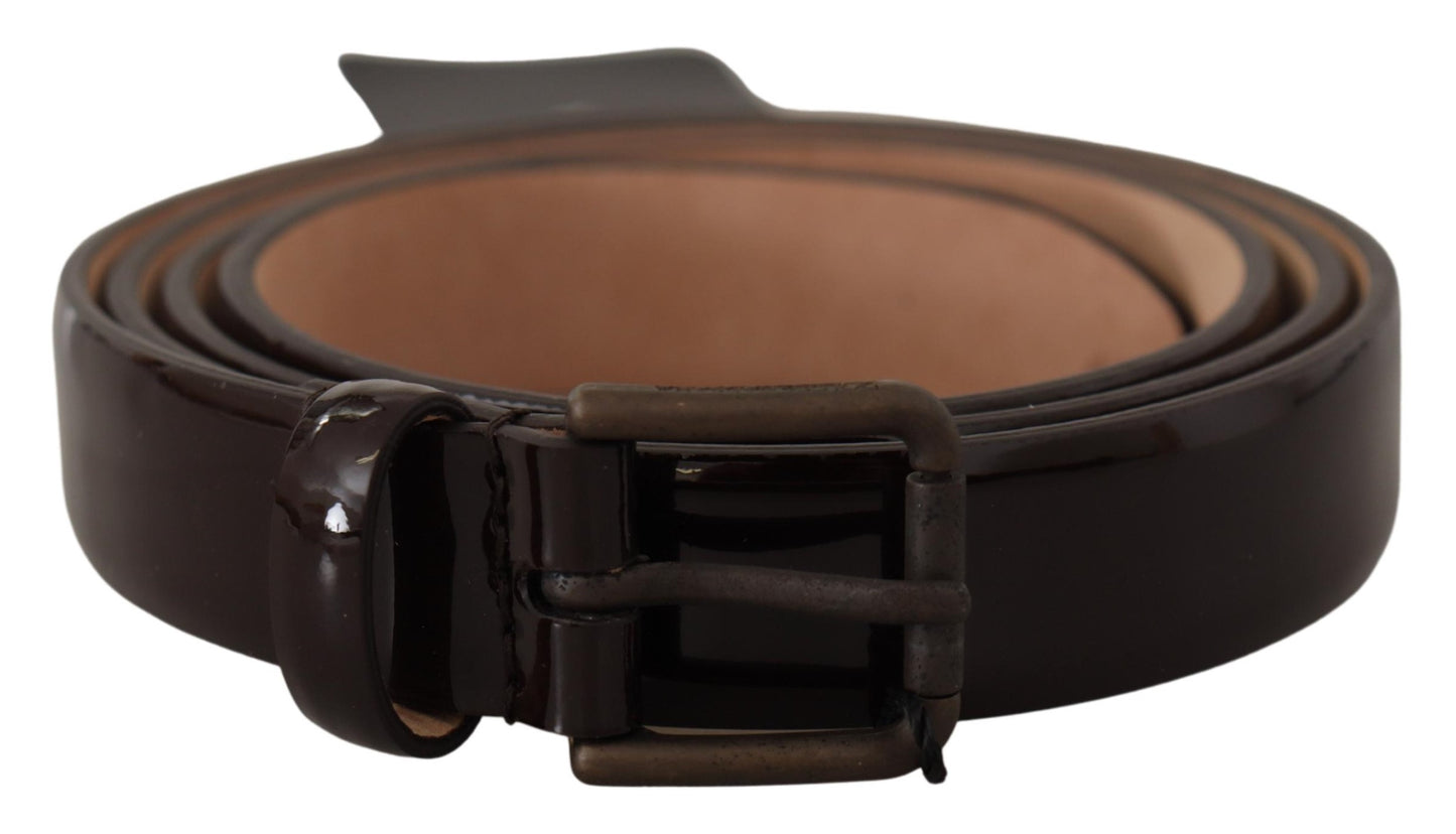  - Elegant Black Leather Logo Buckle Belt