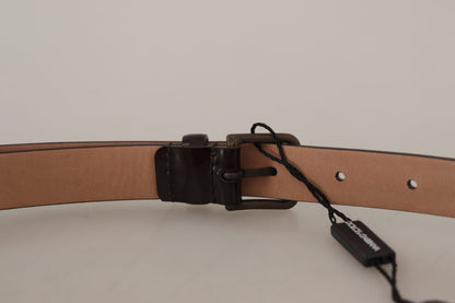  - Elegant Black Leather Logo Buckle Belt