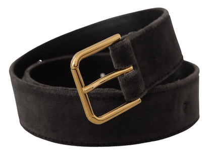  - Elegant Velvet Belt with Engraved Buckle