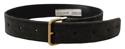  - Elegant Velvet Belt with Engraved Buckle