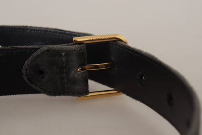  - Elegant Velvet Belt with Engraved Buckle