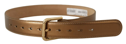  - Bronze Leather Belt with Gold-Toned Buckle